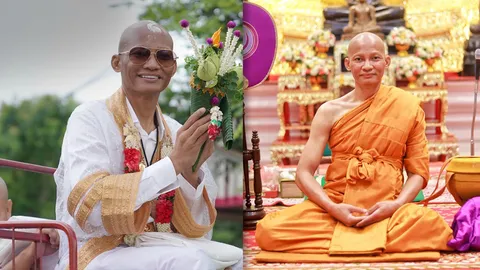 ชมภาพ จา พนม ขี่ช้างเข้าพิธีอุปสมบท ละทางโลกตั้งใจศึกษาธรรม 