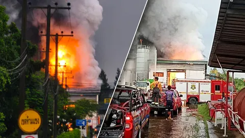 ไฟไหม้โรงงานกำจัดสารเคมี ซอยแสมดำ 17 เจ้าหน้าที่เร่งควบคุมสถานการณ์