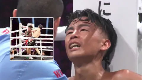 "นักมวยแชมป์โลก" ร้องไห้บนเวที โดนต่อยอัปเปอร์คัต 7 หมัดซ้อน แพ้น็อก-เสียแชมป์โลก (คลิป)