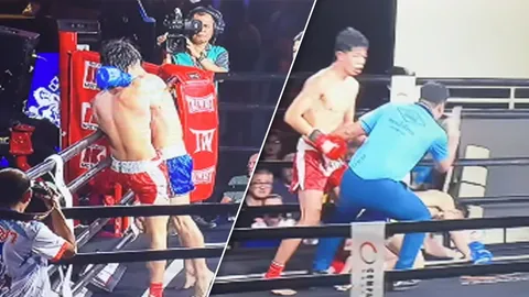 "เสี่ยแขก" เซ็ง "นักมวยไทย" ซ้อมมา 2 เดือน แพ้น็อกเพราะโดนแทงกระจับ (คลิป)