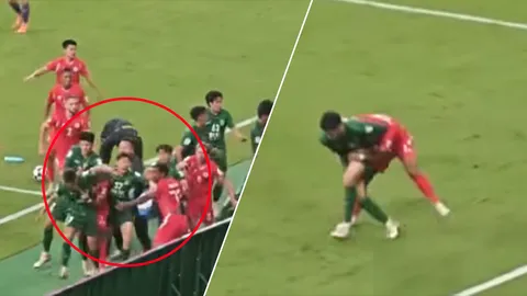 ภาพที่ถ่ายทอดสดไม่มี  เปิดต้นตอ "นักบอลเวียดนาม" ซัดกับ "นักบอลจีน" ในสนาม ศึก ACL (คลิป)