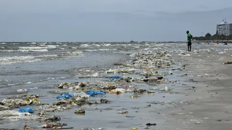 เผยสาเหตุ ขยะเกลื่อนหาดบางแสน เจ้าหน้าที่เร่งเก็บ-ทำความสะอาด