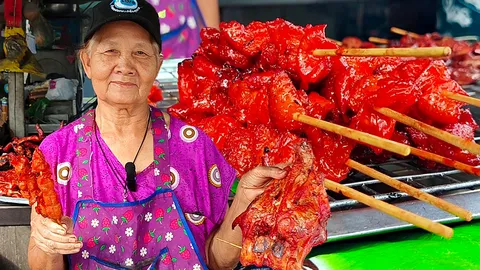 “ไก่แดงปิ้งยืนกิน” ป้าสมจิตร์ สูตรโบราณ หนึ่งเดียวในตำนาน อ.บ้านโป่ง
