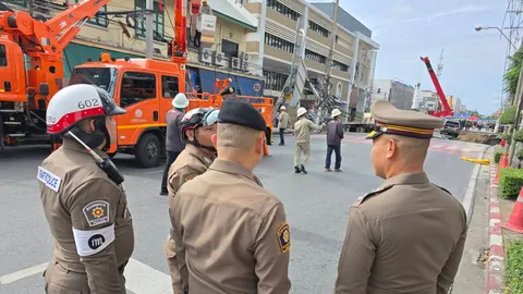 ถนนทรุดล่าสุด ปิดการจราจรถนนสามเสน ตั้งแต่แยกศรีย่าน มุ่งหน้าซังฮี้ แนะเส้นทางเลี่ยง