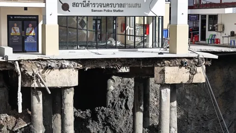 เปิดภาพสแกน 3 มิติ บริเวณพื้นใต้อาคาร สน.สามเสน หลังเกิดเหตุถนนทรุดตัว