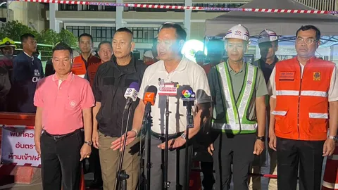 นายกฯ ตรวจถนนทรุด เผย อีก 1-2 วัน สร้างผิวจราจรคืนให้ถนนสามเสน