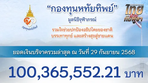 "กองทุนหทัยทิพย์" เผยยอดเงินบริจาคล่าสุด สมทบทุนสร้างกำแพง-บังเกอร์ตามแนวชายแดน