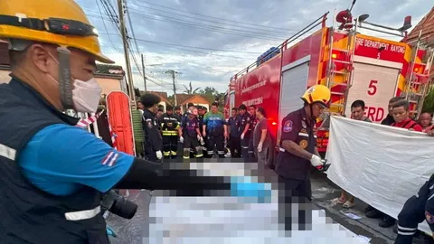 สลดคลอก 7 ศพ เซ่นไฟไหม้บ้าน ลุกจากด้านหน้า หนีออกมาไม่ได้ ตร.เร่งหาสาเหตุ