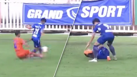 ขอให้หายไวๆ “อดีตนักเตะทีมชาติไทย” โดนเสียบ ถึงขั้นข้อเท้าหัก (คลิป)