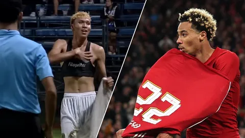 ลืมตัว "แข้งไทยลีก3" ยิงได้ดีใจถอดเสื้อ โดนเหลือง2 เป็นใบแดงไล่ออก (คลิป)