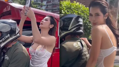 แน๊ต เกศริน นุ่งเดรสสั้นสีขาวซ้อนมอเตอร์ไซค์ แซ่บสมเป็นตัวแม่เซ็กซี่ (คลิป)