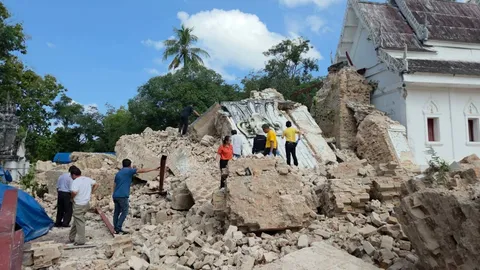 เดินหน้าสแกนหาวัตถุโบราณ ใต้ซาก “พระธาตุโนนตาล” หลังพังถล่มลงมาทั้งองค์