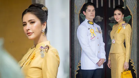 ศรีริต้า สวยสง่าในชุดไทย ควง กรณ์ ณรงค์เดช ร่วมงานพระราชพิธีพระกฐินหลวง
