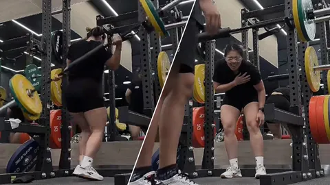 เปิดจังหวะ "สาว" ยกบาร์หนัก 70 กิโลกรัม แต่พลาดจน "แขนหัก" (คลิป)