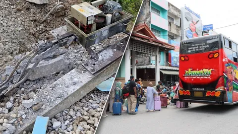 จัดรถบัสขนถ่ายผู้โดยสาร หลังเกิดเหตุระเบิดรางรถไฟ "สถานีมะรือโบ" จ.นราธิวาส