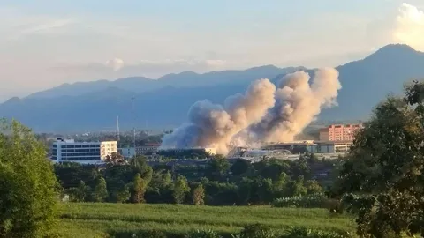 เปิดภาพมุมสูง ตึกสแกมเมอร์ใน KK Park เมียนมา เสียหายบางส่วนเท่านั้น