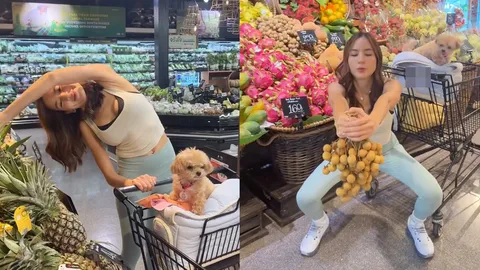 ชาวเน็ตตั้งคำถาม ทำได้เหรอ? หลังเห็นคลิป พลอย ชิดจันทร์ เอาหมาใส่รถเข็นในแผนกของสด