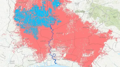 ภาพดาวเทียม เปรียบเทียบพื้นที่น้ำท่วมปี 68 พบน้อยกว่า "มหาอุทกภัยปี 54" ราว 86%