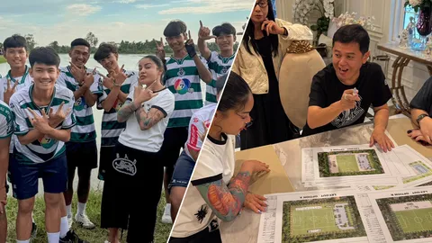 เปลี่ยนทุ่งนาเป็น สนามฟุตบอล “พิมรี่พาย” ลุยสร้างสนามให้ หมอนทองวิทยา (คลิป)