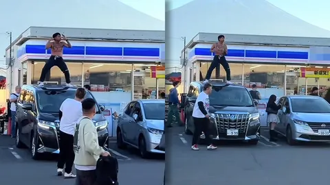 ดราม่าสนั่น! “แจ็กแปปโฮ” ถอดเสื้อเต้นบนหลังคารถหน้าวิวฟูจิ คนคอมเมนต์เตือนแต่เจอสวนกลับ