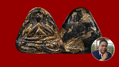 พระปิดตาหลวงพ่อเชย วัดบางกระสอบ เนื้อผงคลุกรัก พิมพ์แขนหักศอก(นิยม)