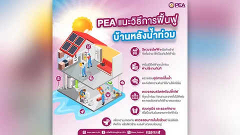 PEA แนะนำประชาชนเตรียมตัวเข้าบ้านหลังน้ำลด