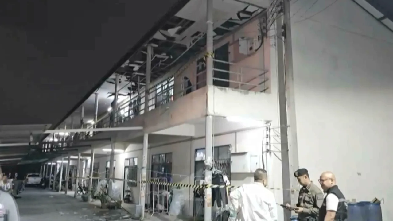 Midnight Explosion at Fireworks Workshop Injures Man, Damages Dozens of Rental Rooms in Samut Sakhon