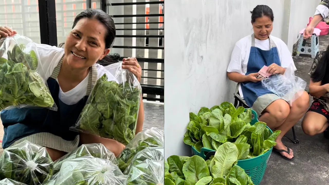 สุนารี ราชสีมา ผันตัวเป็นแม่ค้านั่งขายผักริมถนน คนชื่นชมในความขยัน