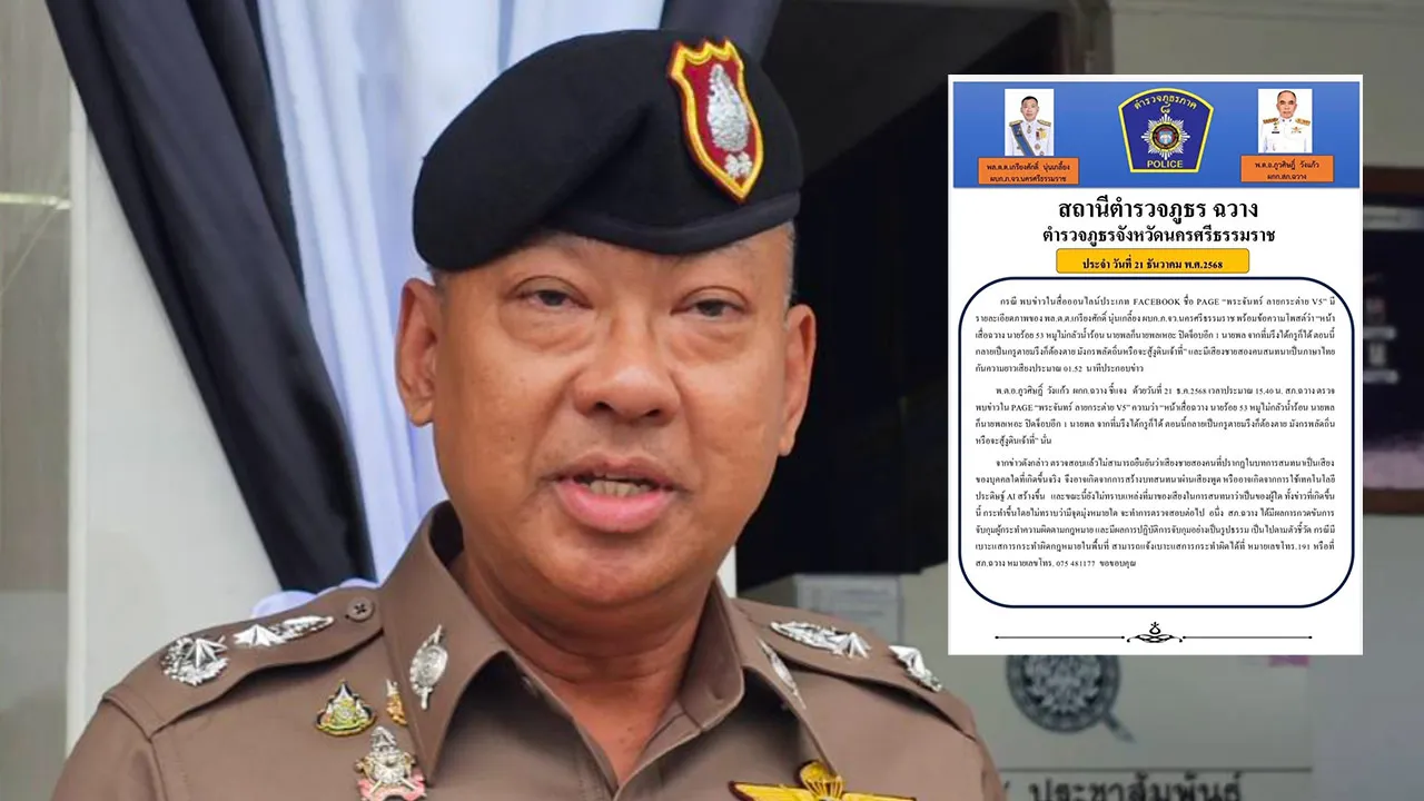 ผู้กำกับฉวาง ไม่ยืนยัน ปมคลิปเสียงฉาว “ผู้การเมืองคอน” คาดอาจใช้ “เอไอ”