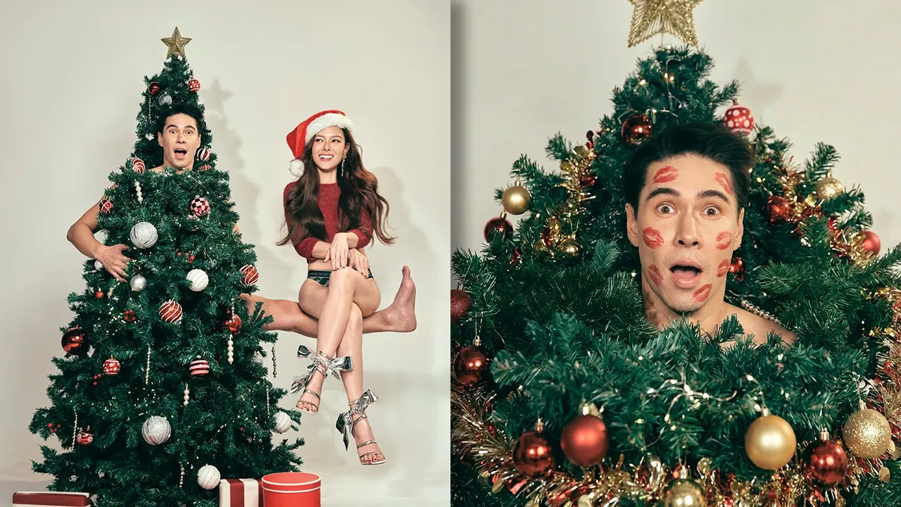 ลีเดีย จัดเต็มภาพเซ็ตวันคริสต์มาส แมทธิว แปลงร่างเป็นต้นไม้ที่ดูแข็งแรงมาก