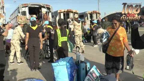 จ.บุรีรัมย์ จัดรถบริการส่งผู้อพยพกลับภูมิลำเนา หลังสถานการณ์ชายแดนคลี่คลายลง