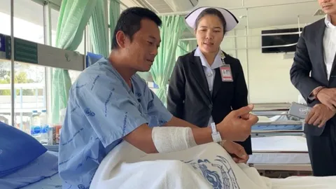 อัปเดตอาการ จ่าสิบเอกโดนสะเก็ดระเบิดช่องบก กระดูกร้าวต้องใส่เฝือกอ่อน