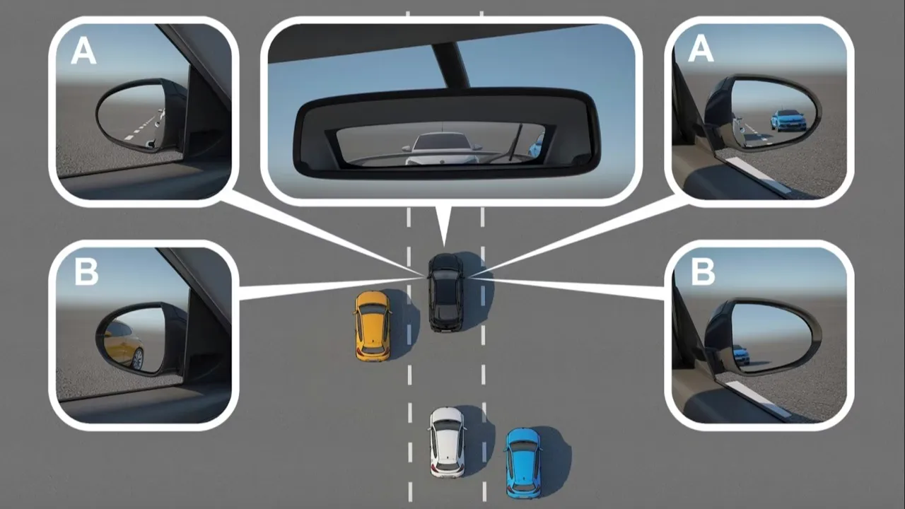 วิธีปรับกระจกมองข้างและมองหลังให้ถูกต้อง