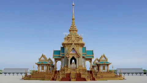 ภาพจำลอง "พระเมรุมาศ" ในพระราชพิธีถวายพระเพลิงพระบรมศพ "สมเด็จพระพันปีหลวง"