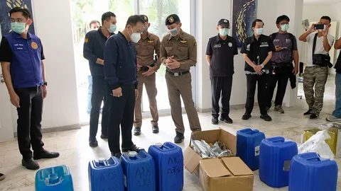 ทลายแก๊งจีนเทา เช่าบ้านหรูเมืองพัทยา เป็นแหล่งผลิตยานรก