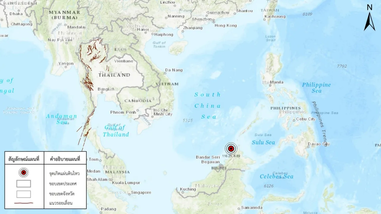 แผ่นดินไหวขนาด 7.1 ที่เกาะเบอร์เนียว มาเลเซีย อุตุฯ ย้ำไม่ส่งผลกระทบประเทศไทย