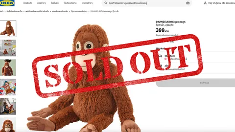 ตุ๊กตาอุรังอุตัง IKEA ขายเกลี้ยง จากกระแสไวรัลลูกลิงพันช์คุง ส่วนใน eBay ราคาพุ่งหลายเท่า