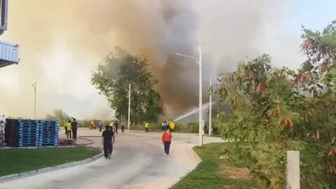 ระทึก ไฟไหม้ป่าหลังโรงเรียนลุกลามใกล้ ห้าง-ปั๊มน้ำมัน ลุกลามหลายกิโลเมตร
