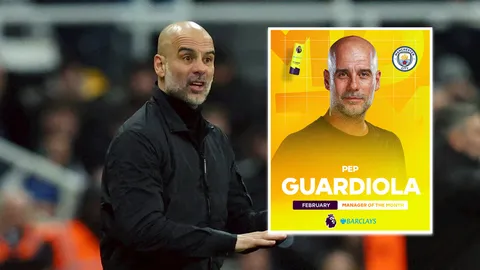 แมนซิตี้ สะดุ้ง "เป๊ป" คว้าบ้องหรรษา กุนซือยอดเยี่ยมพรีเมียร์ลีก ก.พ. ก่อนลุ้น 4 แชมป์