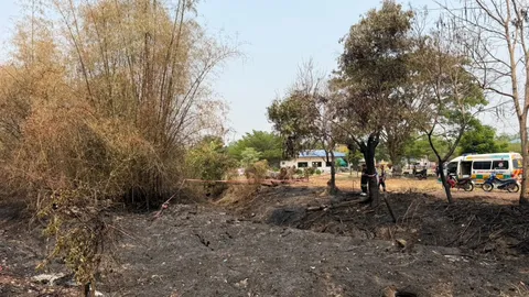 พบศพปริศนาถูกเผาในป่าหญ้าเหลือแต่โครงกระดูก หวั่นถูกฆ่าอำพราง