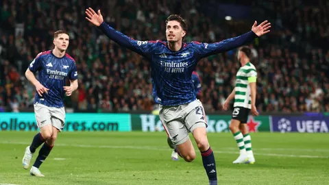 ผลบอลเมื่อคืน อาร์เซน่อล บุกเฉือน สปอร์ติ้ง ลิสบอน ศึก UCL รอบ 8 ทีม นัดแรก