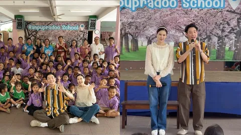 บอย-เจี๊ยบ ร่วมซ่อมแซมโรงเรียนบ้านพุประดู่ จ.กาญจนบุรี เติมรอยยิ้มให้น้องๆ