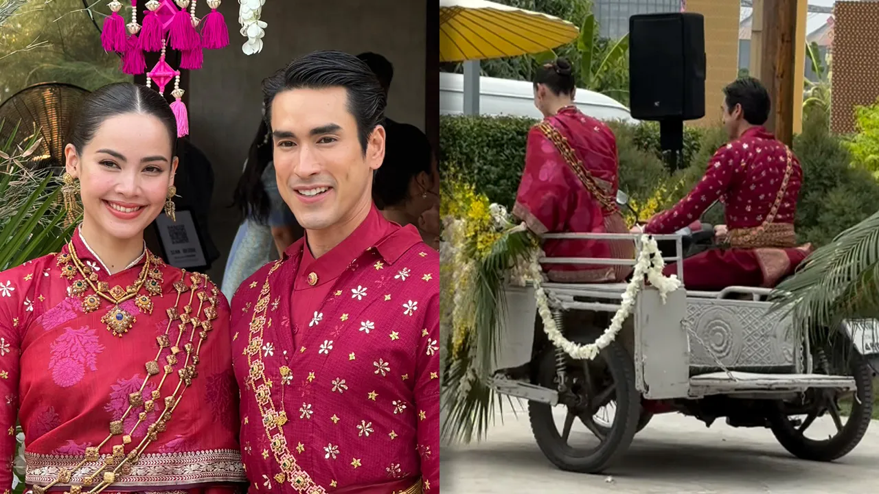 เปิดภาพมิติใหม่รถเปิดประทุนที่ ญาญ่า นั่งส่งตัวเข้าเรือนหอ โดยมี ณเดชน์ เป็นคนขับ