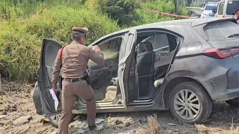 ป่วยซึมเศร้า เผาตัวสยอง เพิ่งทะเลาะกับเมีย น้ำมันจุดไฟคาเก๋ง