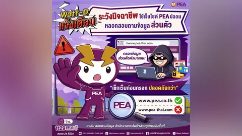 แจ้งเตือน ระวังมิจฉาชีพ ใช้เว็บไซต์ PEA ปลอม หลอกสอบถามข้อมูลส่วนตัว