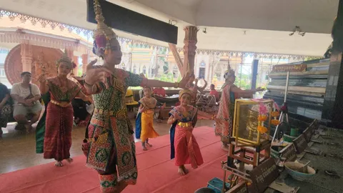 เซลล์สาวจัดนางรำ แก้บนถวาย “พระราหู” วัดศีรษะทอง ได้ “เลขเด็ด” เสี่ยงโชคงวดนี้