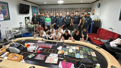 ทลายบ่อนจีน จู่โจมล็อก 16 ผีพนัน โดดชั้น 2 หนี ฟาดพื้นเจ็บ 3 เช่า "พูลวิลล่า" แต่งหรูหรา