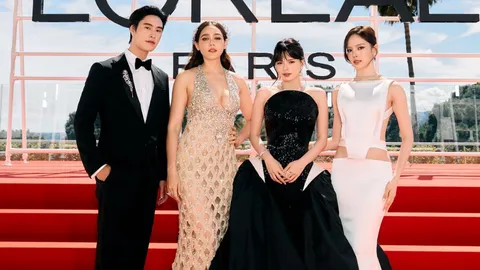 ชมภาพความปัง ณิชา-เบ็คกี้-เจมีไนน์ ประกบ ชมพู่ ร่วมเดินพรมแดงคานส์ 2026