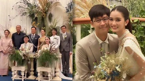 พระพาย รมิดา จูงมือ หนุน ชนน์ชนก ลูกชายเนวิน ชิดชอบ วิวาห์สุดหวาน “นายกฯ อนุทิน” เป็นประธาน