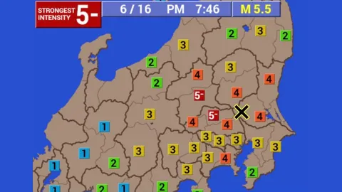 แผ่นดินไหวขนาด 5.5 จ.อิบารากิ ประเทศญี่ปุ่น แรงสั่นสะเทือนถึงกรุงโตเกียว